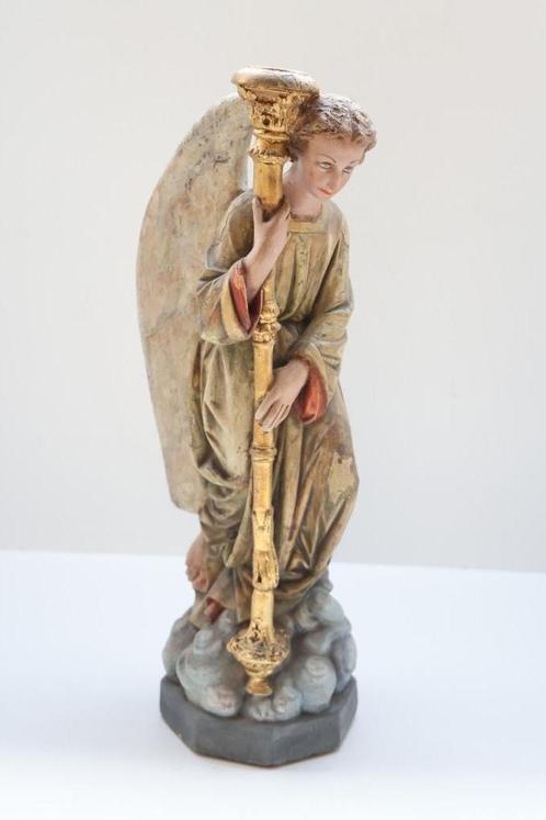 19eme Ange porte chandelier Vintage religieux statue Antique, Divers, Noël, Utilisé
