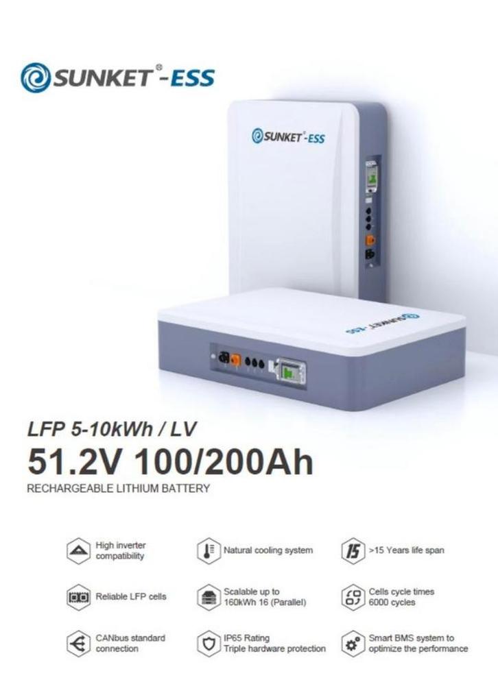 thuisbatterij 10kw 200ah 51.2v lithiumbatterij, Doe-het-zelf en Bouw, Zonnepanelen en Toebehoren, Nieuw, Overige typen, Ophalen of Verzenden