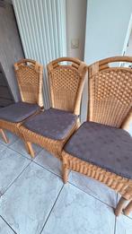 4 rietstoelen met kussens, Antiquités & Art, Antiquités | Meubles | Chaises & Canapés, Enlèvement