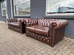 Chesterfield 3+2 zit zetels bruin GRATIS GELEVERD, Leer, Ophalen of Verzenden