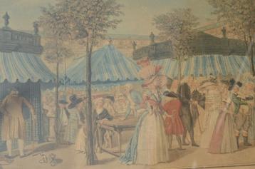 Franse gravure/ets ca 1787 'The Palais Royal Garden's Walk' beschikbaar voor biedingen