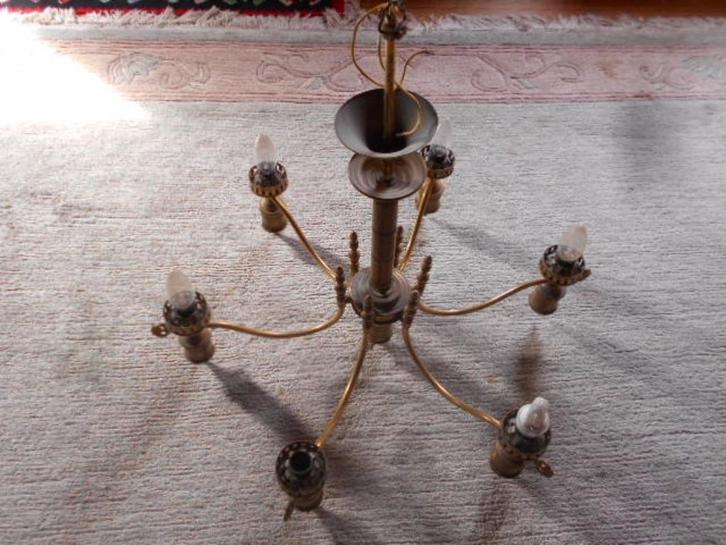 zware houten luster, jaren 80, uit italie, bureautje enz, Huis en Inrichting, Woonaccessoires | Klokken, Zo goed als nieuw, Overige typen