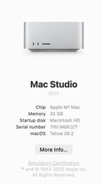 Apple Mac Studio M1 Max, 32 Go RAM, 512 Go SSD  Parfait état, Autres modèles, 32 GB, SSD, 4 Ghz ou plus