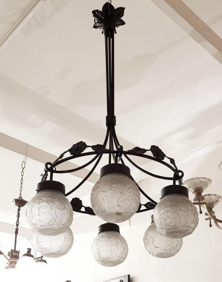 Art Deco Luchter - Muller Frés. Luneville., Antiek en Kunst, Antiek | Verlichting, Ophalen of Verzenden