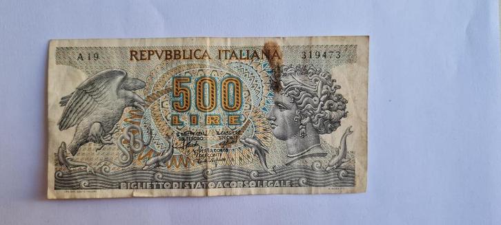 500 Lire 1966 Eagle - Arethusa, Postzegels en Munten, Bankbiljetten | Europa | Niet-Eurobiljetten, Los biljet, Italië, Ophalen of Verzenden