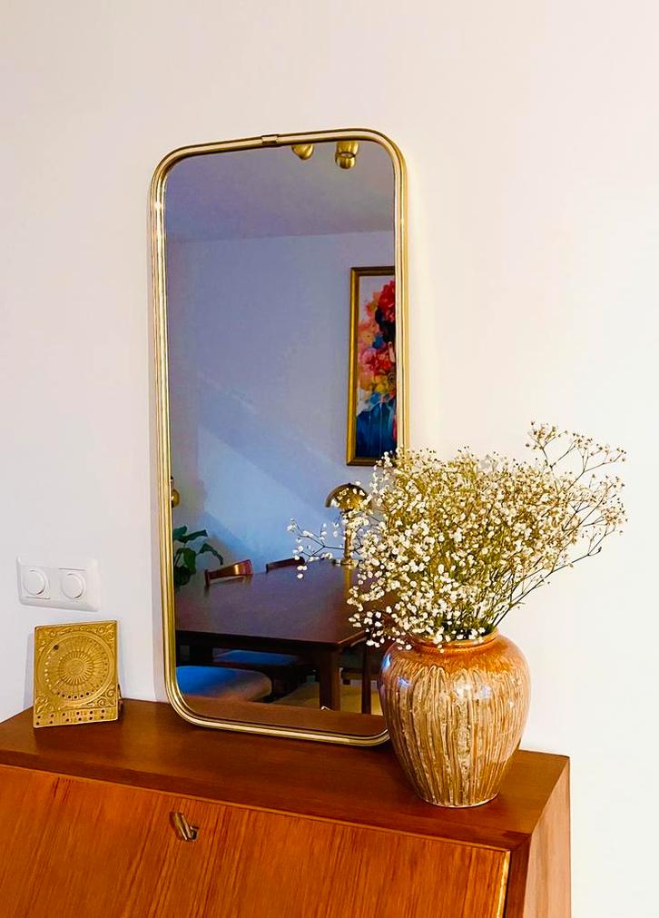 Prachtige Vintage Spiegel Goud Messing, Huis en Inrichting, Woonaccessoires | Spiegels, Zo goed als nieuw, Minder dan 50 cm, Minder dan 100 cm