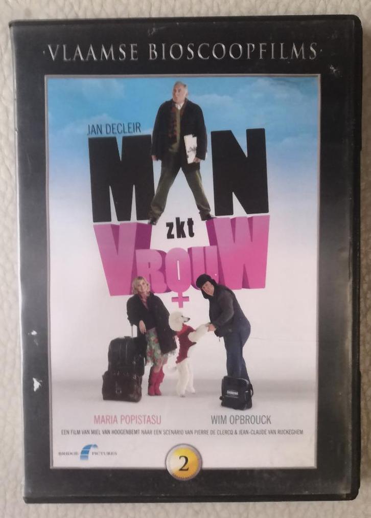 Man zkt Vrouw / met Jan Decleir & Wim Opbrouck, DVD, Komedie, Cd's en Dvd's, Dvd's | Komedie, Zo goed als nieuw, Romantische komedie
