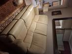 Salon leder beige, Huis en Inrichting, Zetels | Zetels, Ophalen, Gebruikt, Vierpersoons of meer, Rechte bank