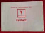 Pontiac firebird manuel d utilisation en francais, Enlèvement ou Envoi