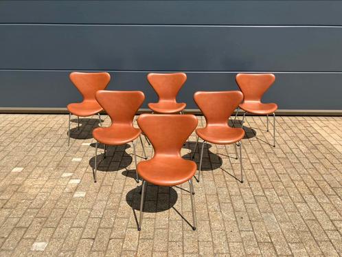 Fritz Hansen series 7 Vlinderstoelen in Cognac leder NIEUW!!, Huis en Inrichting, Stoelen, Ophalen of Verzenden