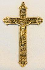 Crucifix décoratif ancien roman bronze laiton XIXe siècle, Antiquités & Art, Enlèvement ou Envoi