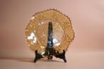Art deco fruit gebak schaal amber glas, Ophalen of Verzenden