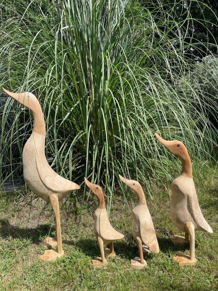 Set houten loopeenden 4 stuks eenden 67cm uniek, Antiek en Kunst, Kunst | Beelden en Houtsnijwerken, Ophalen of Verzenden