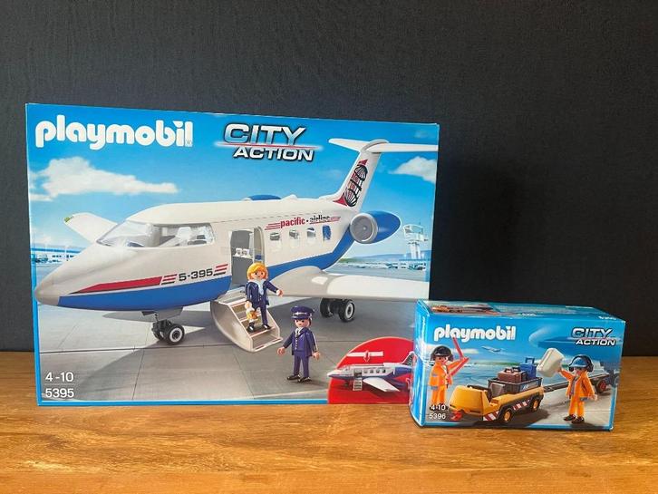Playmobil City - Chartervliegtuig / luchtverkeersleiders, Kinderen en Baby's, Speelgoed | Playmobil, Zo goed als nieuw, Complete set
