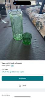 Vaas en Theelichthouder groen, Ophalen of Verzenden, Groen