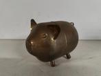 Vintage spaarpot in geel koper varken, Verzamelen, Ophalen of Verzenden, Zo goed als nieuw