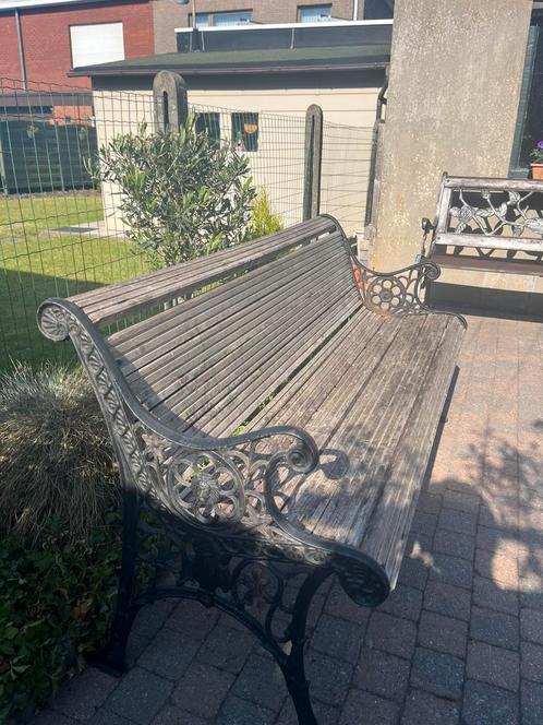 Klassieke gietijzeren tuinbank – decoratief en stevig, Tuin en Terras, Tuinbanken, Zo goed als nieuw, Hout, Ophalen
