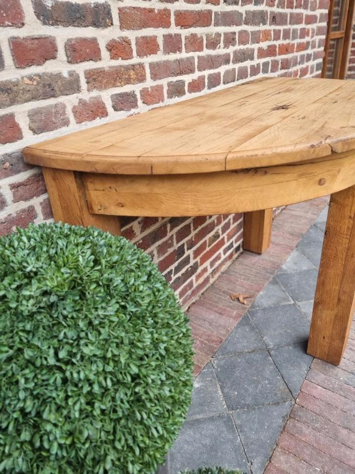 Vol eiken sidetable/wandconsole, Huis en Inrichting, Tafels | Sidetables, Zo goed als nieuw, Rond, Ophalen of Verzenden