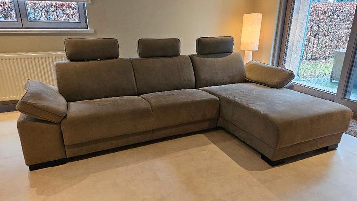 Siège d'angle en tissu daim taupe, Maison & Meubles, Canapés | Coins salons complets, Utilisé, Tissus, Enlèvement