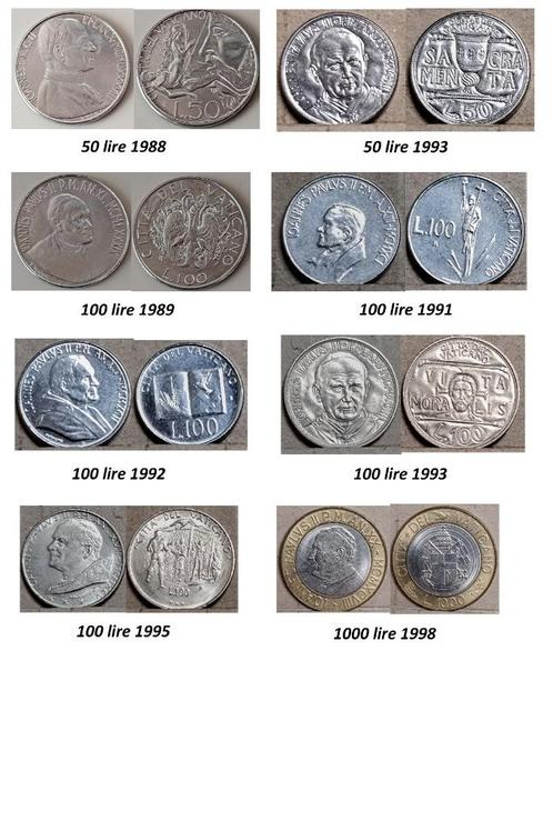 lotje munten Vaticaan 1000 lire, 50 lire ,100 lire, Postzegels en Munten, Munten | Europa | Niet-Euromunten, Ophalen of Verzenden