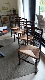 4 stoelen ladderbacks, Huis en Inrichting, Stoelen, Riet of Rotan, Gebruikt, Ladderbacks, Ophalen