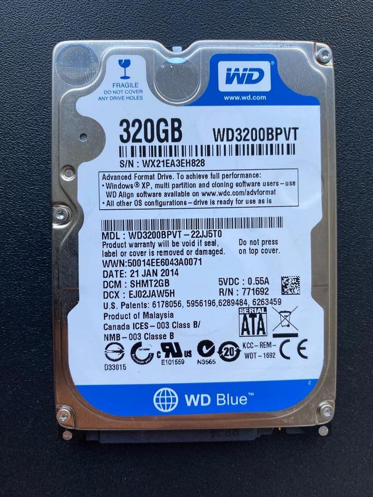 HDD 320GB 2.5" harde schijf, Computers en Software, Harde schijven, Zo goed als nieuw, Laptop, Intern, HDD, SATA, Ophalen of Verzenden