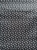 Katoenen stof - zwart met witte bloemen, Ophalen of Verzenden, Zwart