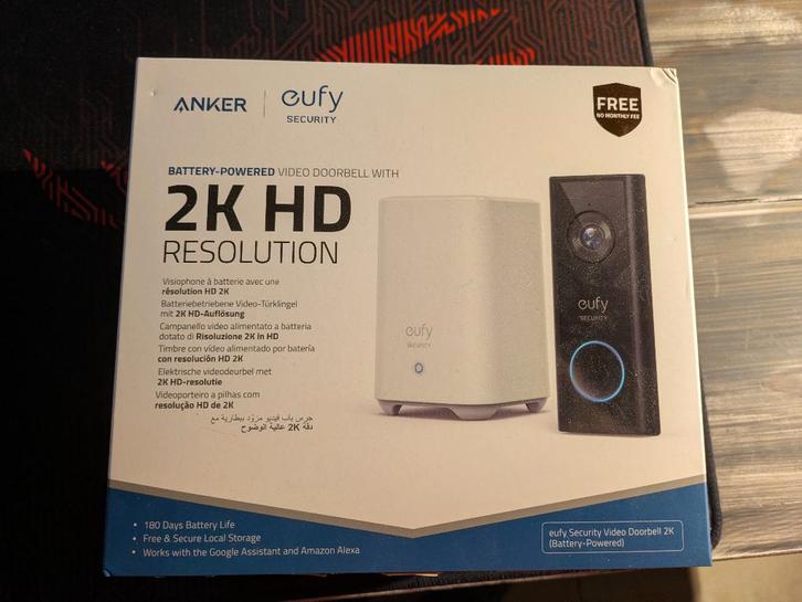 Eufy slimme deurbel + Homebase 2K (geen abonnement), Huis en Inrichting, Deurbellen, Zo goed als nieuw, Draadloos, Bewegingsdetectiesensor