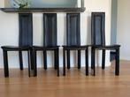 Zwart lederen stoelen, 4 stuks, merk Dream, Huis en Inrichting, Stoelen, Ophalen, Gebruikt, Zwart, Leer