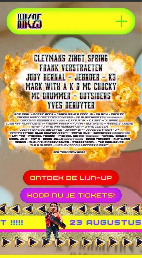 2 tickets + TAXI  KKC 2025 TE KOOP, Tickets en Kaartjes, Evenementen en Festivals