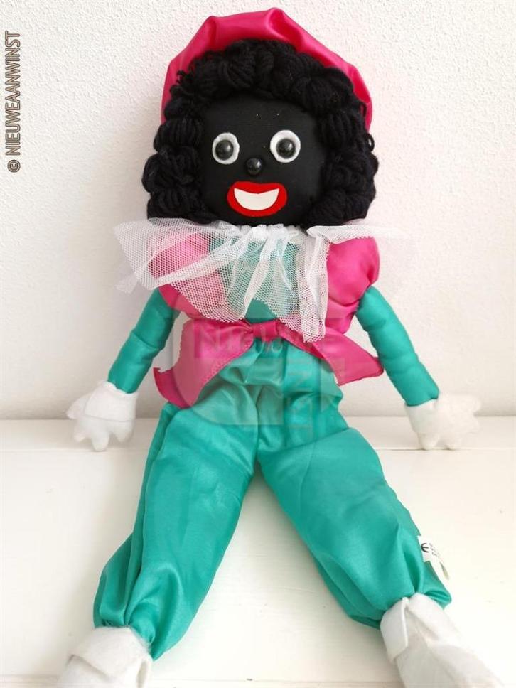 Authentieke HEMA etalage zwarte Piet pop - 55cm, groen/roze, Diversen, Sinterklaas, Verzenden