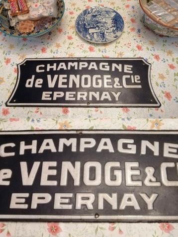 Champagne de VENOGE & Cie Épernay Grande Lourde Plaque Émail