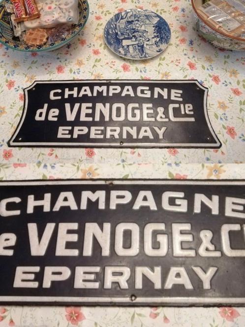 Champagne de VENOGE & Cie Épernay Lourde Plaque Émail, Collections, Marques & Objets publicitaires, Utilisé, Panneau publicitaire