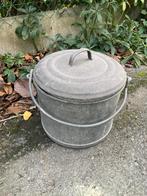 Zinken kuip tijl emmer met deksel, Antiek en Kunst, Ophalen