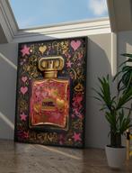 Uniek XXL Glasschilderij | Pink Golden Chanel - 6 sizes, Oorspronkelijke maker, Verzenden, Nieuw, 125 cm of meer
