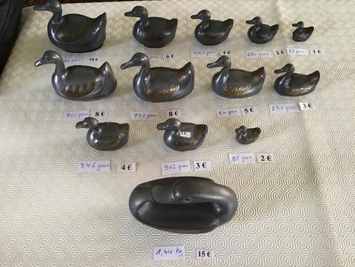 4 verschillende sets eenden beelden in tin (of lood ?), Antiek en Kunst, Antiek | Tin, Ophalen of Verzenden