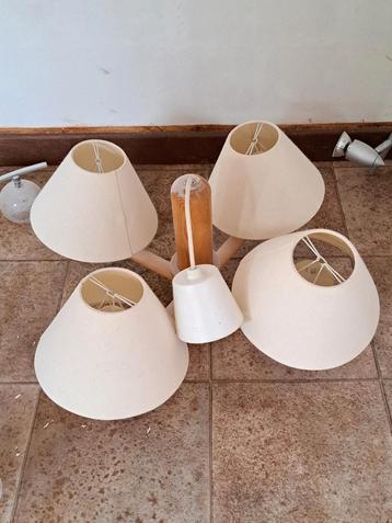 Hanglamp beige en hout beschikbaar voor biedingen