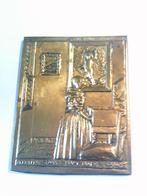 koperen plaat staande dame aan het spinet, Ophalen, Koper