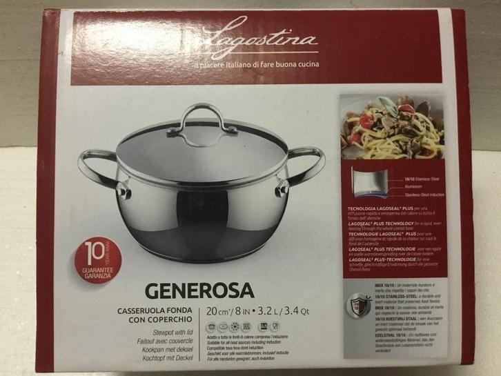 Lagostina Casserole, koekenpan, snelkookpan, bestek, Huis en Inrichting, Keuken | Potten en Pannen, Nieuw, Pannenset, Inox, Ophalen of Verzenden
