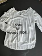 Blouse I.code taille M comme neuve 100% viscose, Comme neuf, Taille 38/40 (M), I.code, Blanc