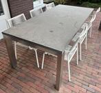 Hardstenen tafel met RVS onderstel tuintafel belgische hards, Ophalen, Gebruikt, Rvs