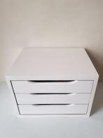 Petite commode de bureau à 3 tiroirs en bois - blanc, Comme neuf, Moins de 90 cm, Enlèvement ou Envoi, Commode