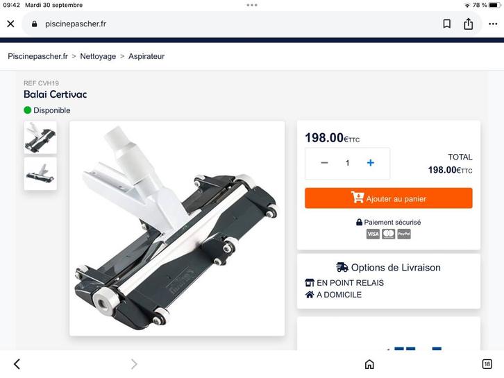 tete de balai Certivac pour aspirateur  piscine +adaptateur, Tuin en Terras, Zwembad-toebehoren, Gebruikt, Reinigingsmiddel, Ophalen