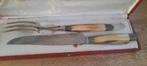Antiek snijset in koffer - vleesvork vleesmes, Enlèvement ou Envoi