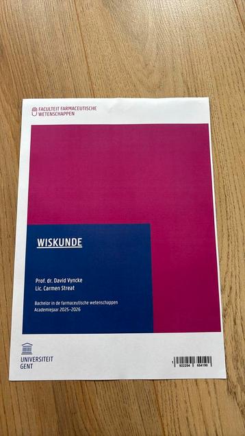 cursus Wiskunde - 1ste Bachelor Farmacie beschikbaar voor biedingen