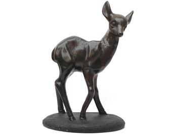 Vintage gipsen bambi-beeld in art deco stijl beschikbaar voor biedingen