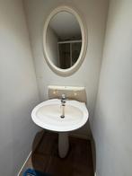 Wastafel op zuil en plateau kraan en spiegel, Enlèvement, Utilisé