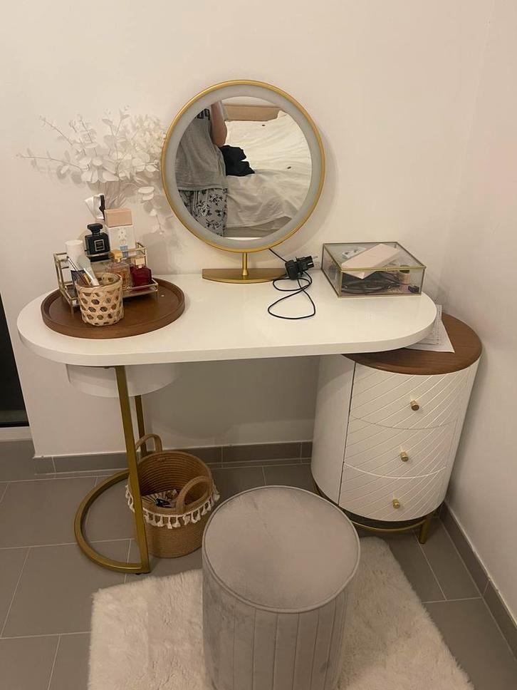 Medina Home kaptafel met led en kruk, Maison & Meubles, Tables | Coiffeuses, Comme neuf, Bois, Enlèvement