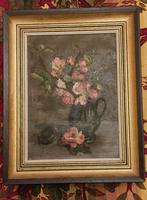 Joli tableau d'un vase avec fleurs antiquité, Enlèvement