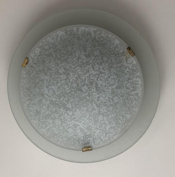 Ronde plafondlamp opaque, Huis en Inrichting, Lampen | Plafondlampen, Gebruikt, Glas, Ophalen of Verzenden